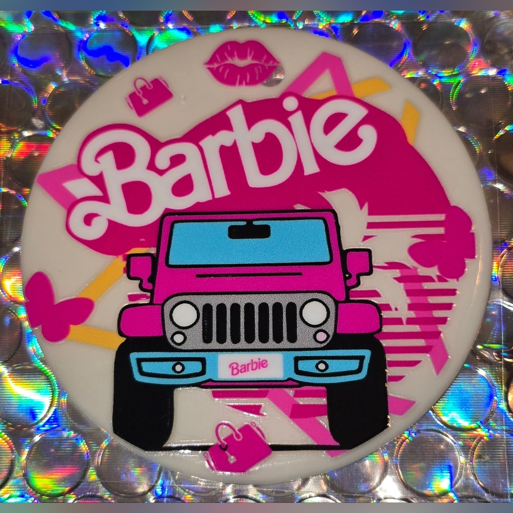 Barbie Pink Jeep Custom Christmas Ornament with Real Pearl #1028